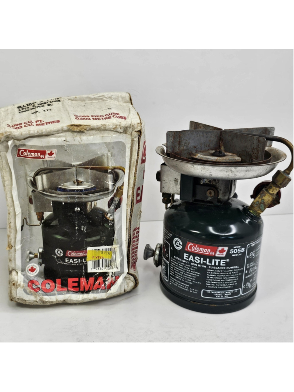 Coleman 505B Portable Camping Stove 1989 Vintage With Box & Manual Easi-Lite